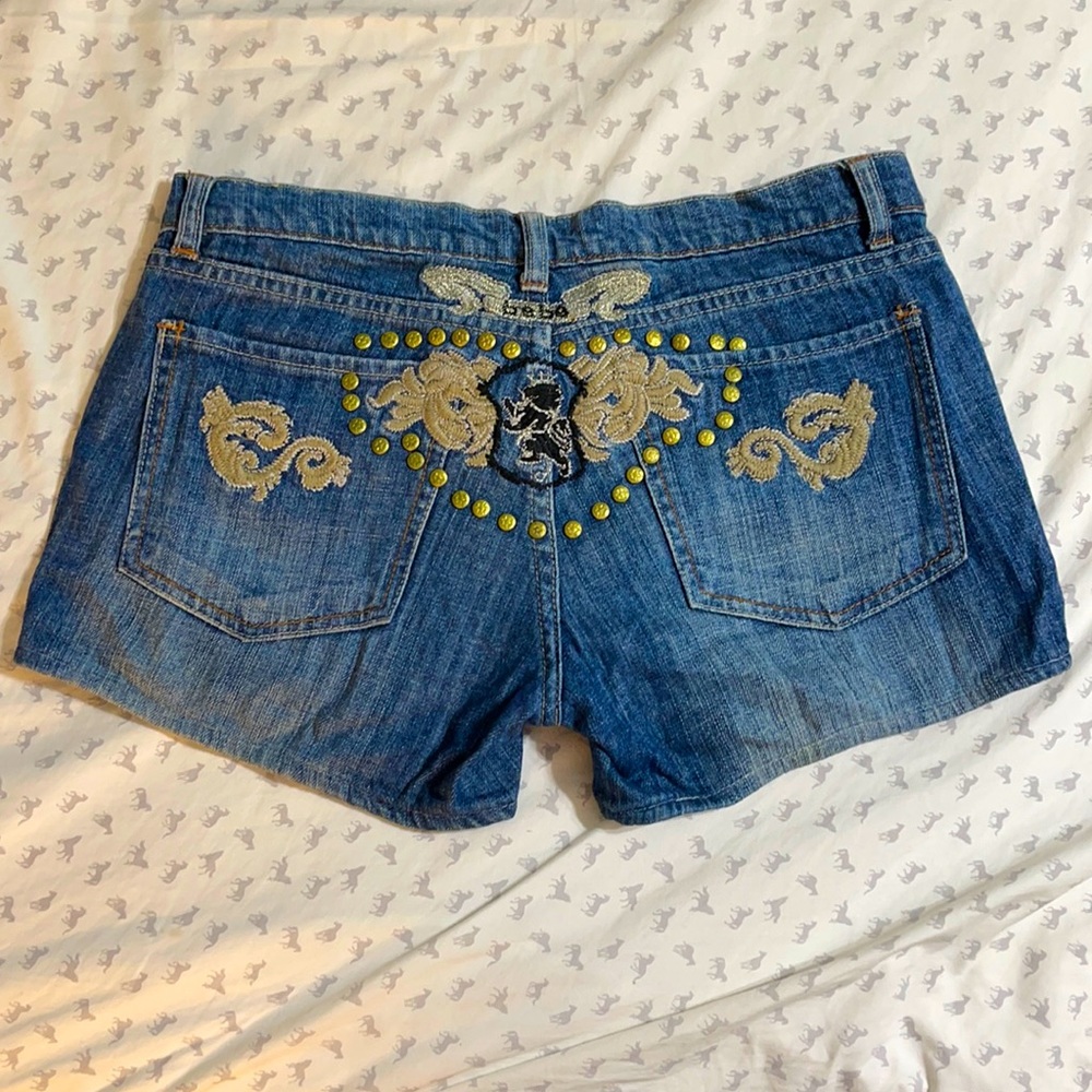 Bebe faded denim shorts